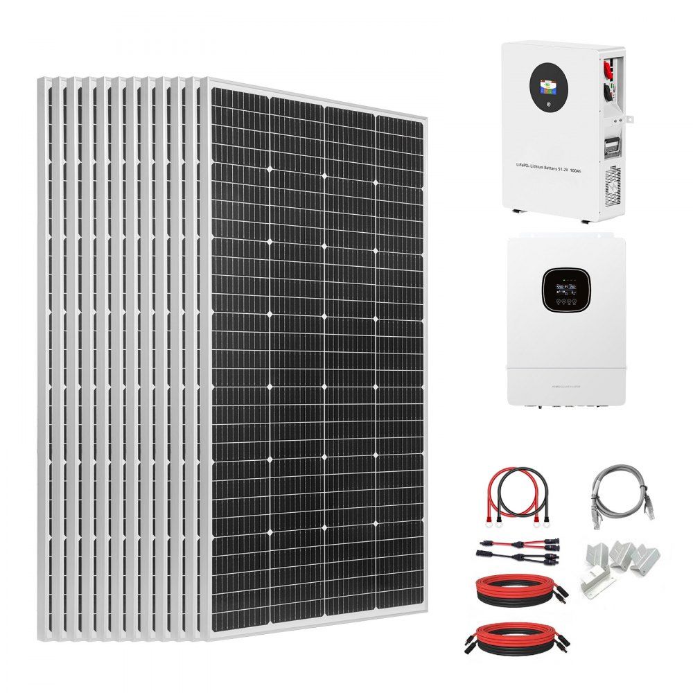 2400W Off-Grid Zonnepaneelset met LiFePO4 en Hybride Omvormer